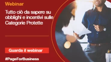 Banner webinar su obblighi e incentivi per categorie protette.