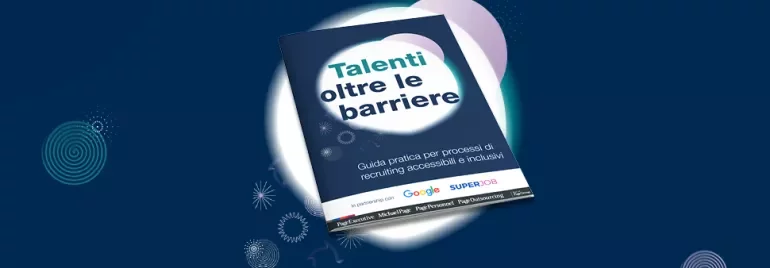 Copertina del libro 'Talenti oltre le barriere' su sfondo blu.